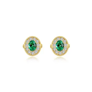 0.52 CTW Emerald Halo Stud Earrings