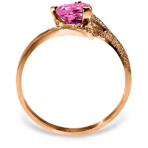 0.95 Carat 14K Solid Rose Gold Loveheart Pink Topaz Ring