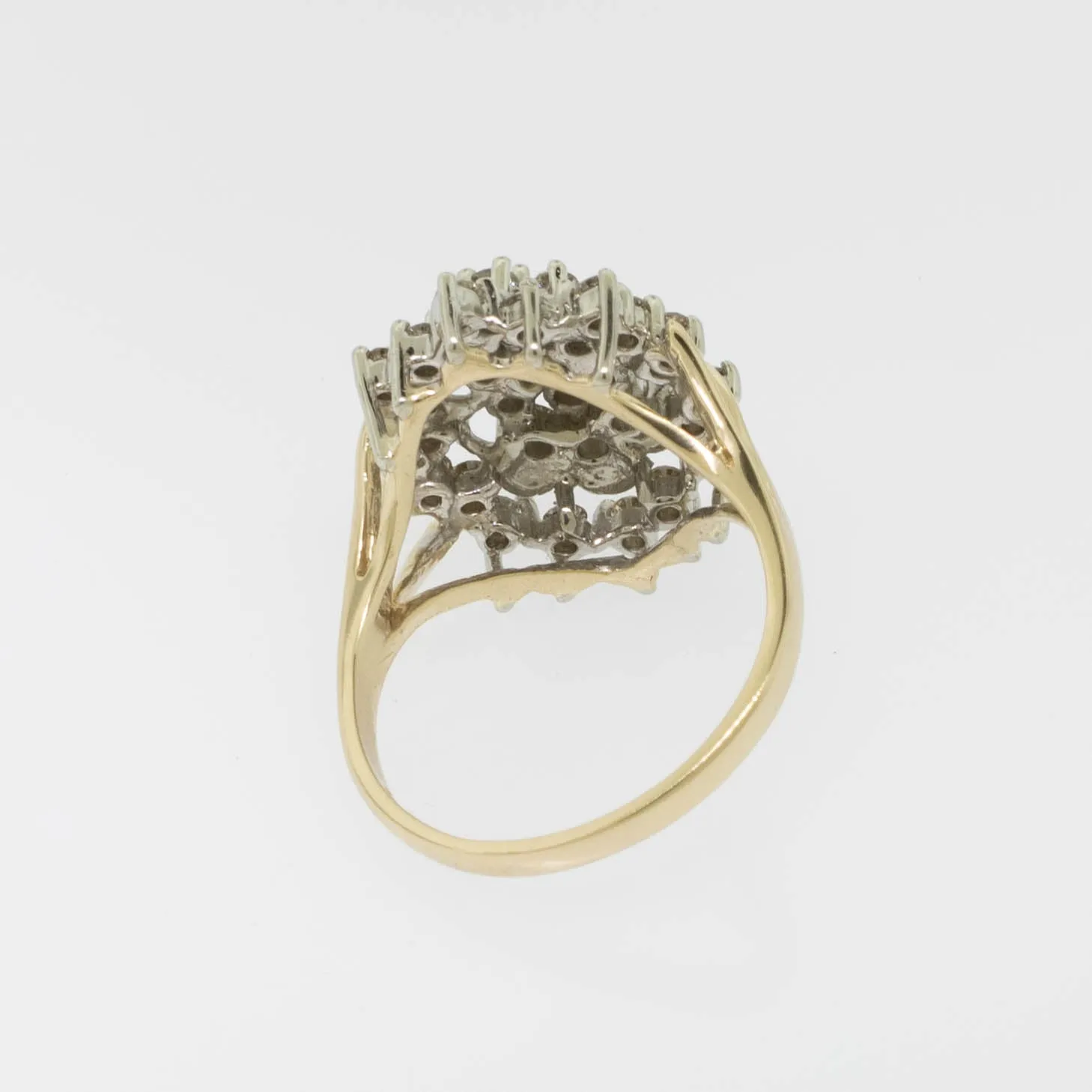 14K Yellow and White Gold 1.22ctw Diamond Cluster Ring Size 10 Preowned Jewelry
