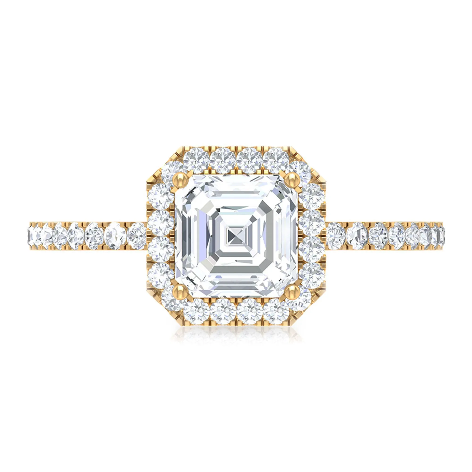 1.75 CT Asscher Cut Moissanite Halo Engagement Ring