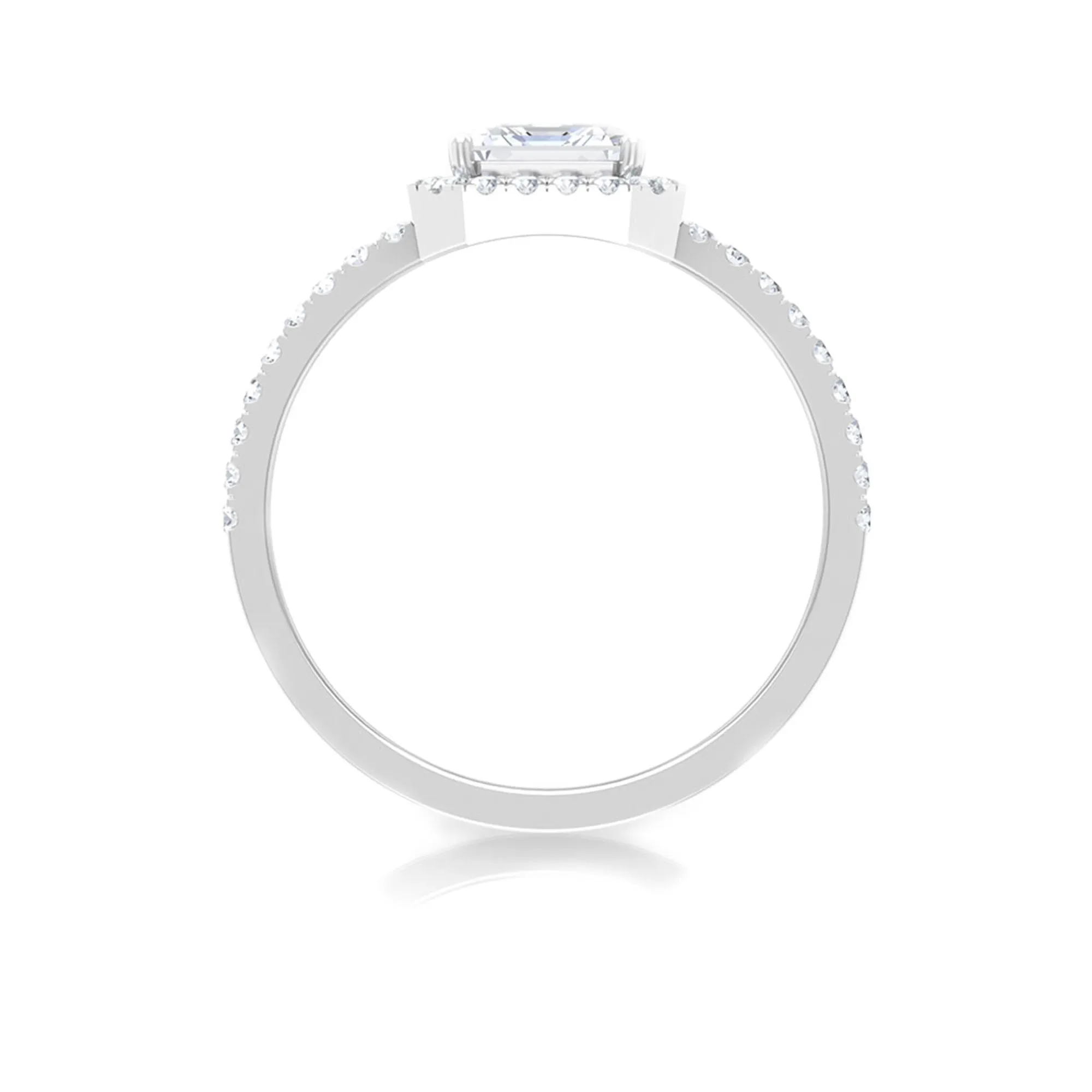 1.75 CT Asscher Cut Moissanite Halo Engagement Ring