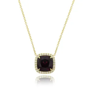 18K Yellow Gold Garnet Diamond Pendant