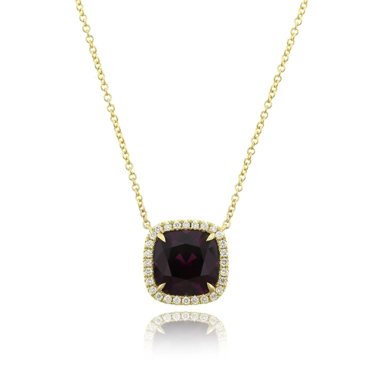 18K Yellow Gold Garnet Diamond Pendant