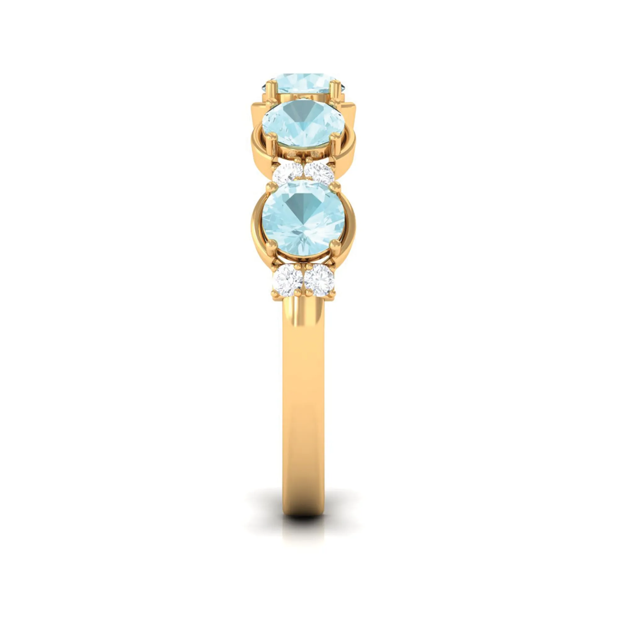 2 CT Round Sky Blue Topaz and Diamond Half Eternity Ring