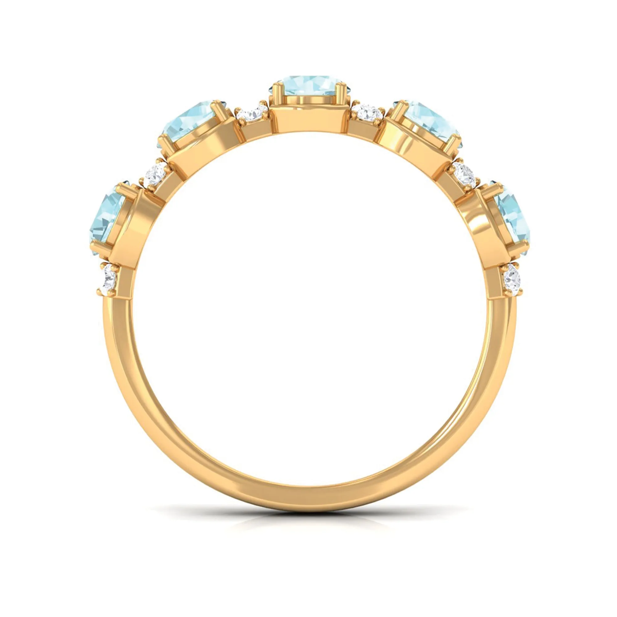 2 CT Round Sky Blue Topaz and Diamond Half Eternity Ring
