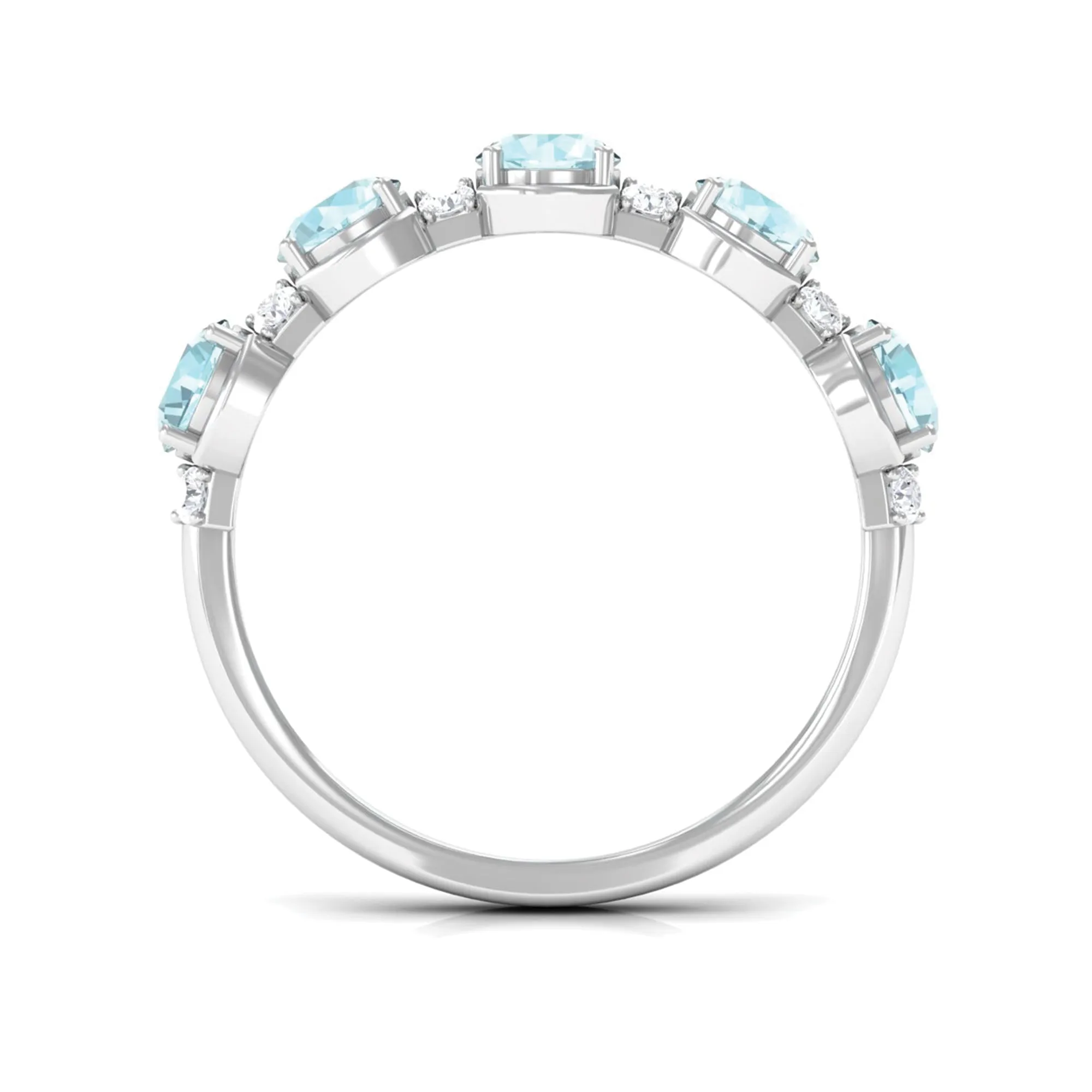 2 CT Round Sky Blue Topaz and Diamond Half Eternity Ring