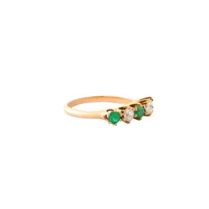 5 Stone Ring - Emerald and Diamond