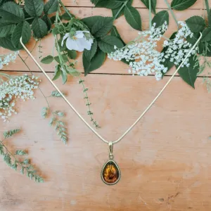 925 Sterling silver 15mm Amber necklace