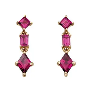 9ct Yellow Gold Triple Drop Brazilian Garnet Earrings GE2166R
