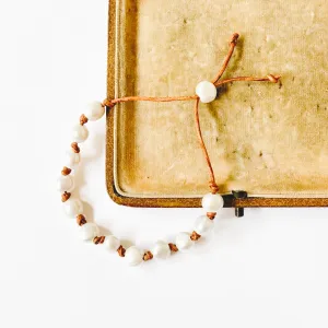Adjustable Pearl and Leather Cord Bracelet - WS