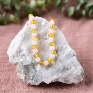 Adults | Rose Quartz   Honey Amber Necklace