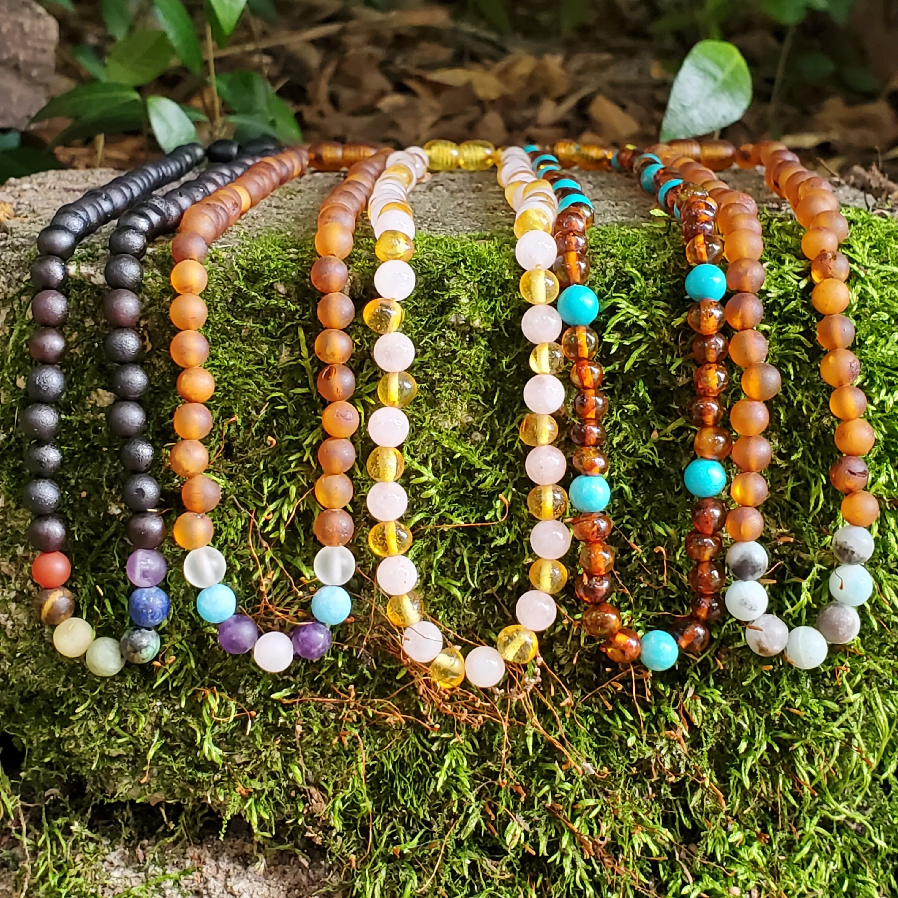 Adults | Rose Quartz   Honey Amber Necklace