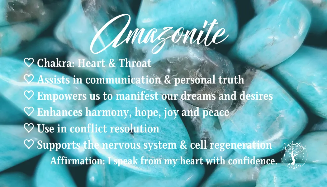 Amazonite with Yanyuan Heart Charm and Amber Bracelet for Speaking Your Truth
