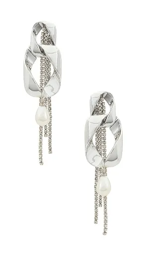 Amber Sceats Layered Earrings in Metallic Silver