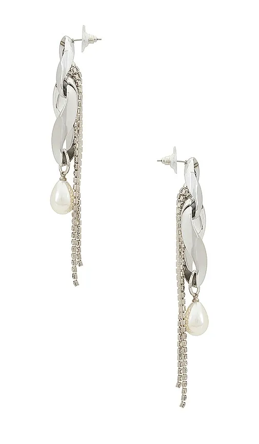 Amber Sceats Layered Earrings in Metallic Silver
