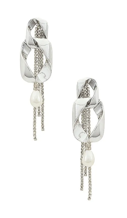 Amber Sceats Layered Earrings in Metallic Silver