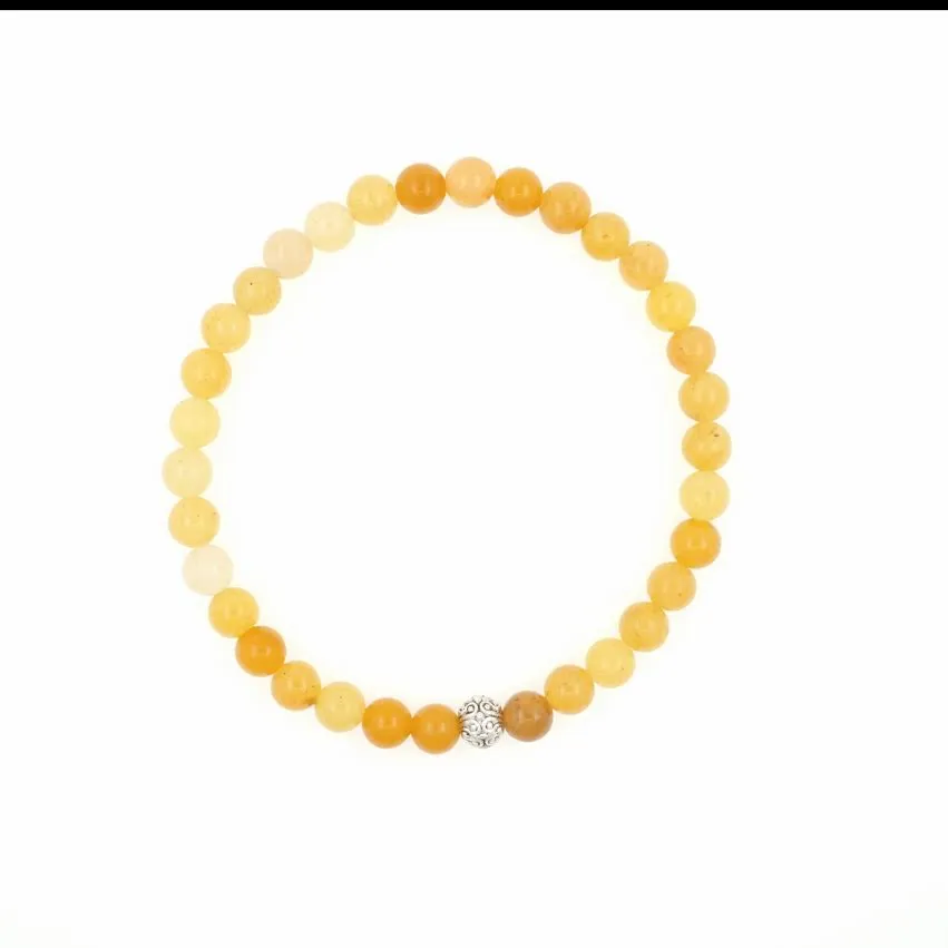 Amber Shell 6mm Beaded Bracelet