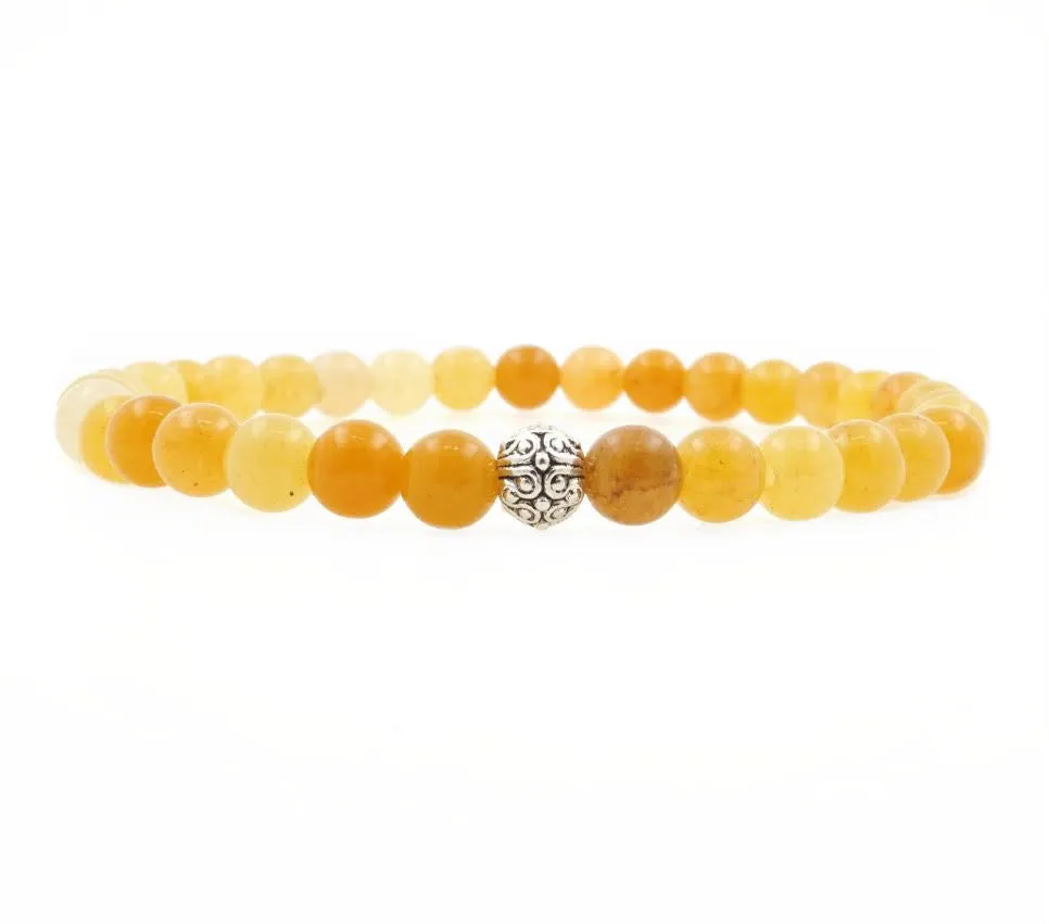 Amber Shell 6mm Beaded Bracelet