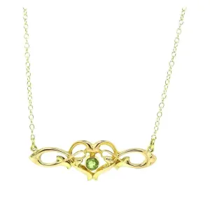 Antique Art Nouveau Peridot 9ct Gold Heart Necklace