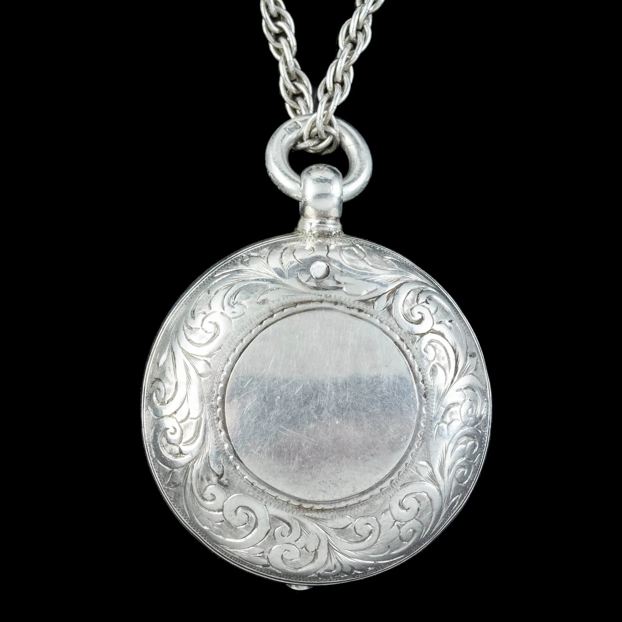 Antique Edwardian Sovereign Case Pendant Necklace Silver Dated 1902