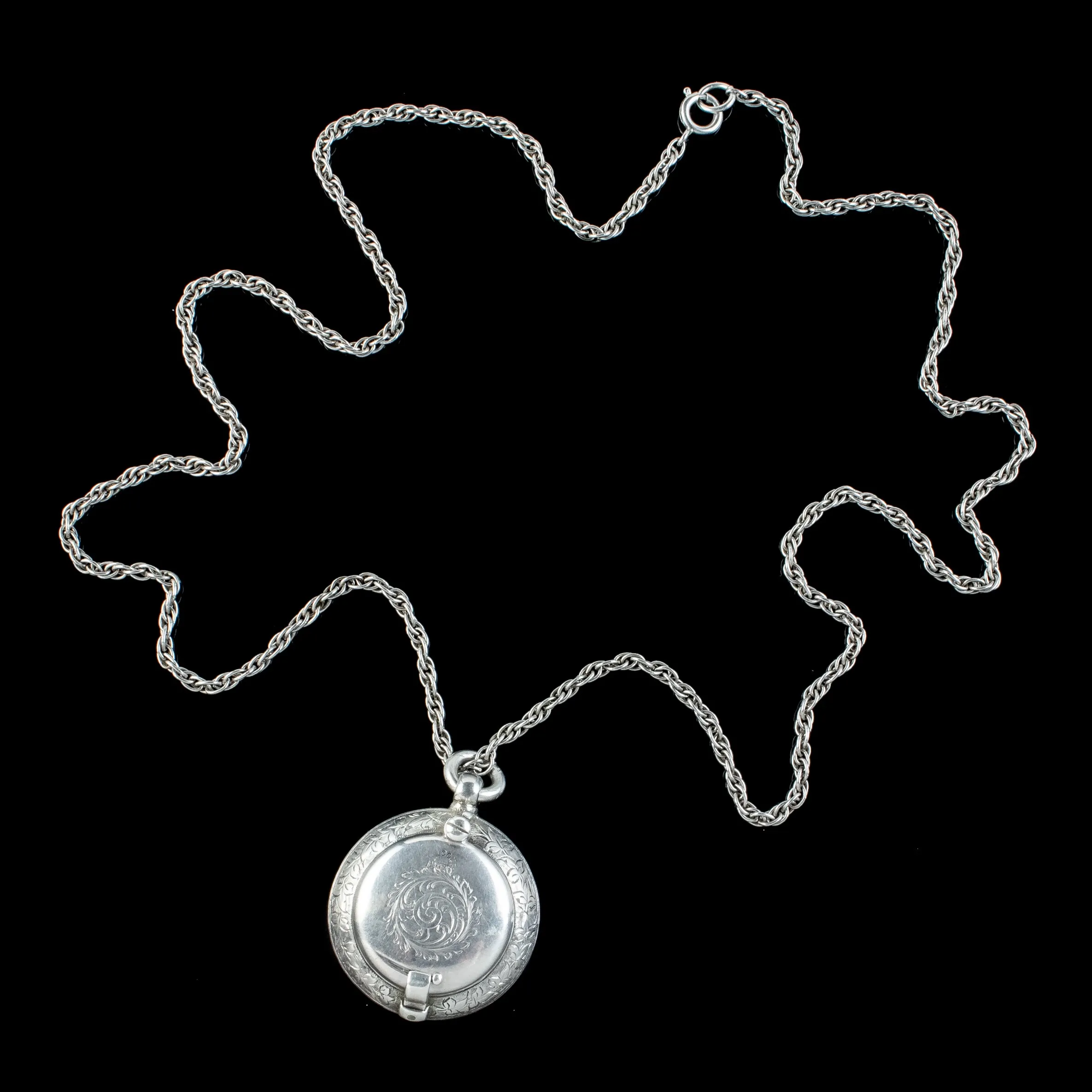 Antique Edwardian Sovereign Case Pendant Necklace Silver Dated 1902