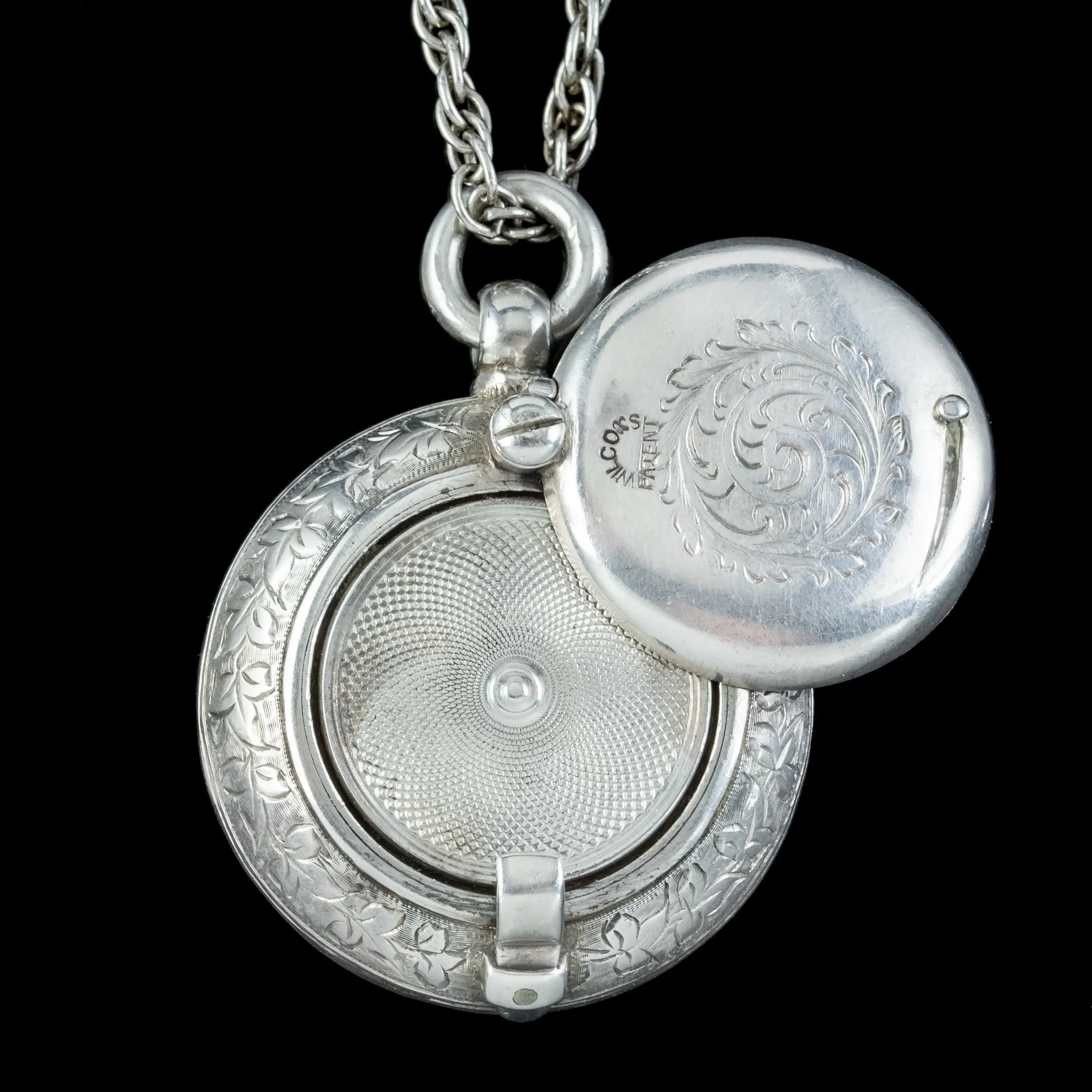 Antique Edwardian Sovereign Case Pendant Necklace Silver Dated 1902