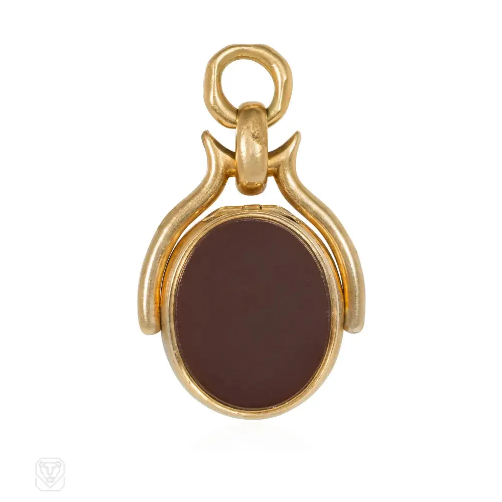 Antique gold, bloodstone, and jasper swivel locket