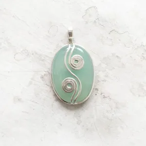 Aqua Chalcedony Silver 'Spiral' Pendnat