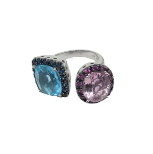 Blue and Pink Topaz Fashion Ring