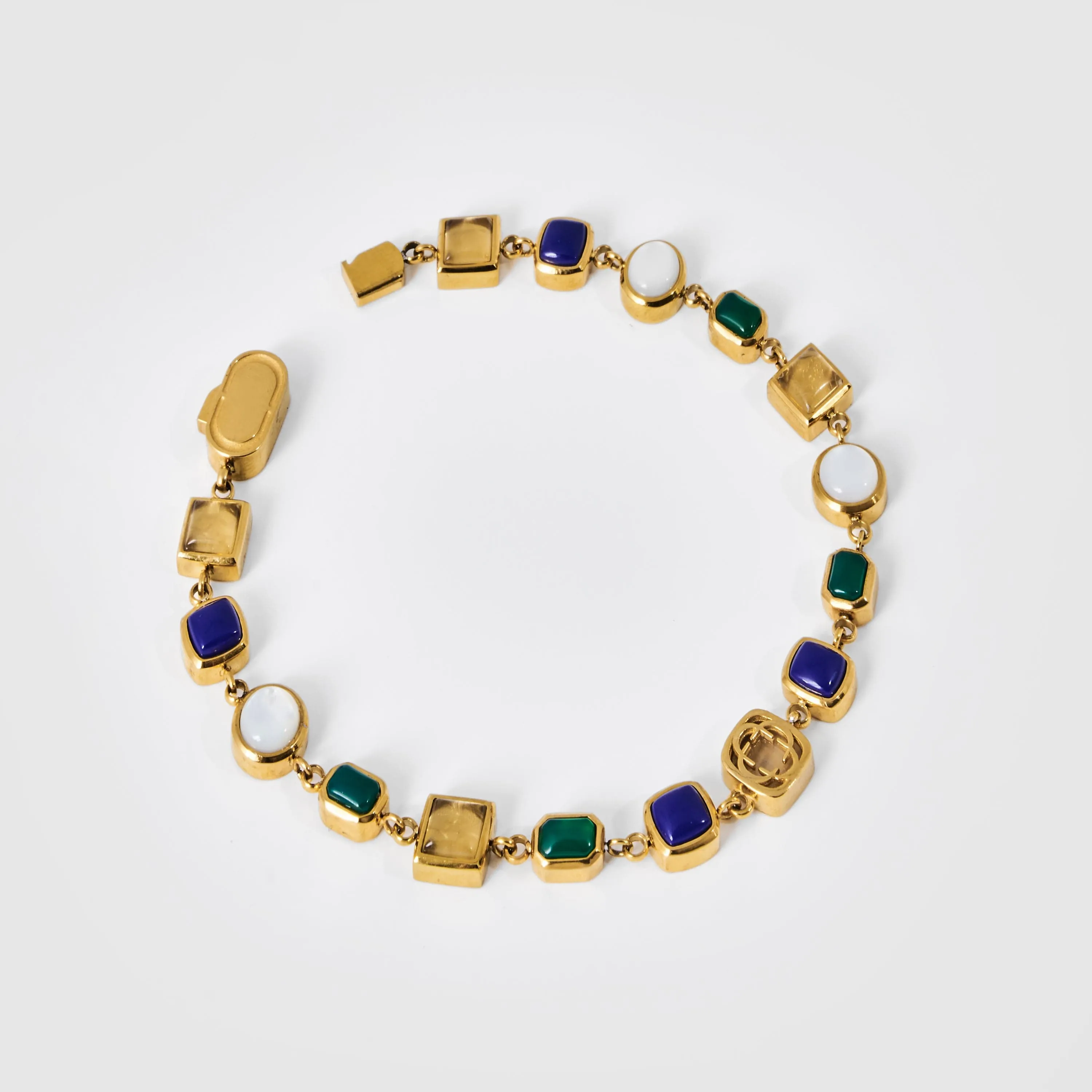 Blue Crystal Gemstone Bracelet (Gold)
