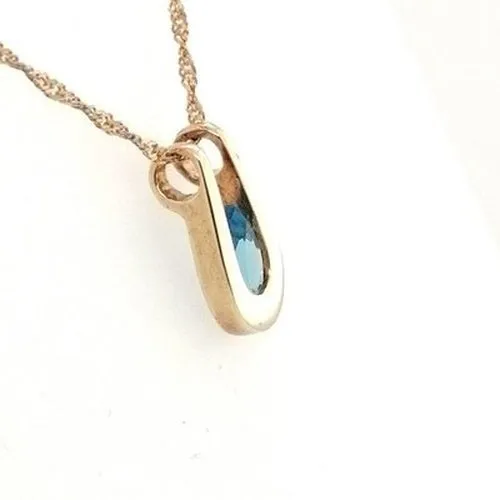 Blue Topaz Pear Pendant 9ct gold