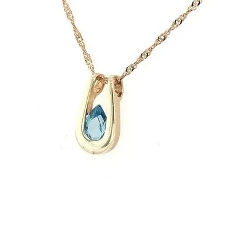 Blue Topaz Pear Pendant 9ct gold