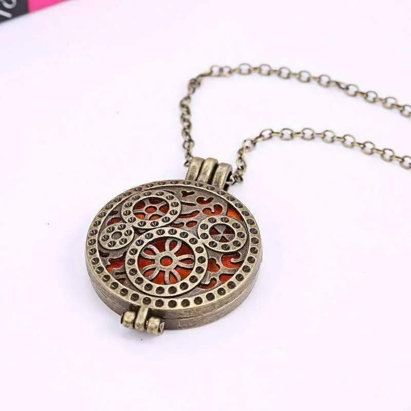 Bronzed Gears Aromatherapy Scent Diffuser Locket Necklace