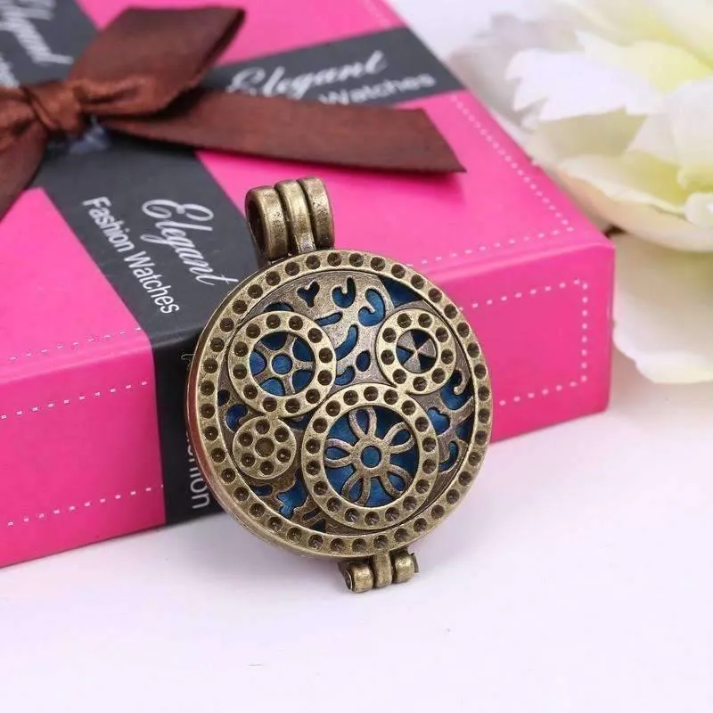 Bronzed Gears Aromatherapy Scent Diffuser Locket Necklace