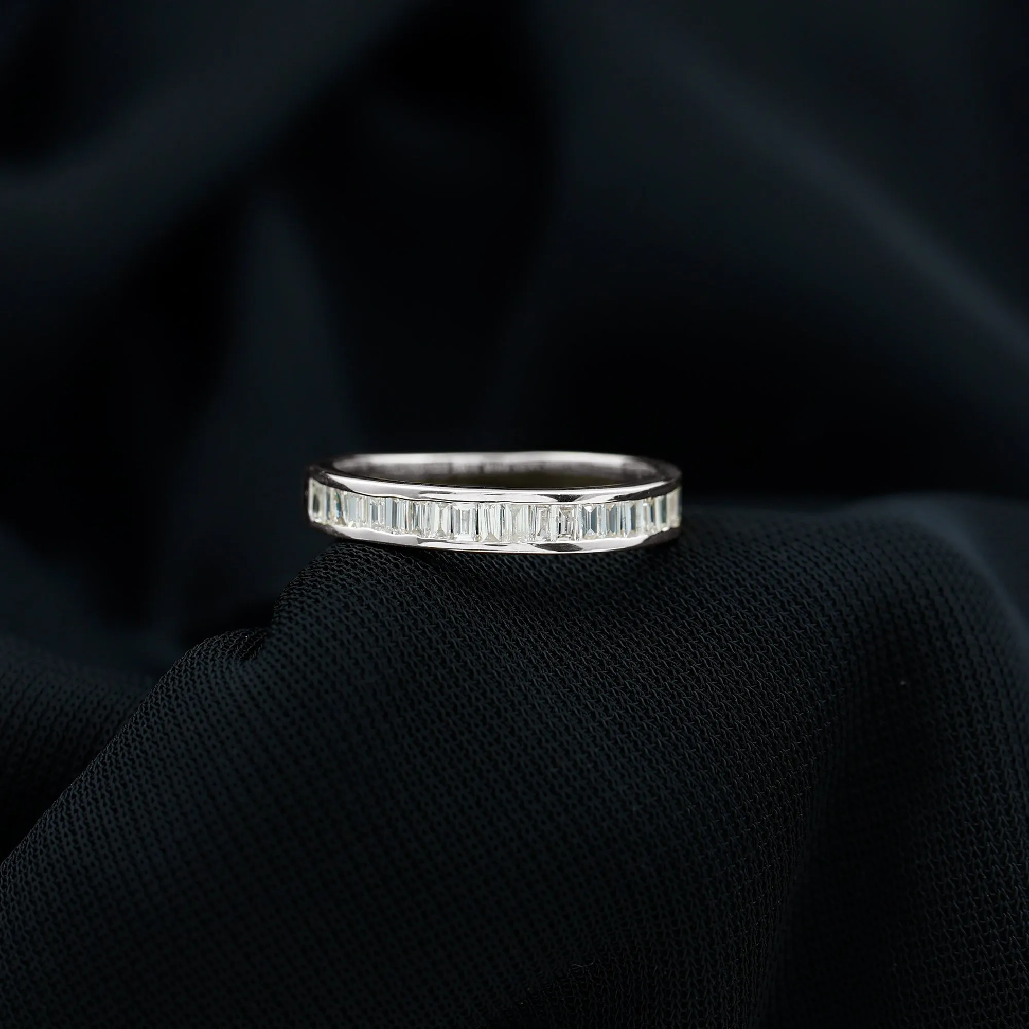 Channel Set Certified Moissanite Half Eternity Band Ring