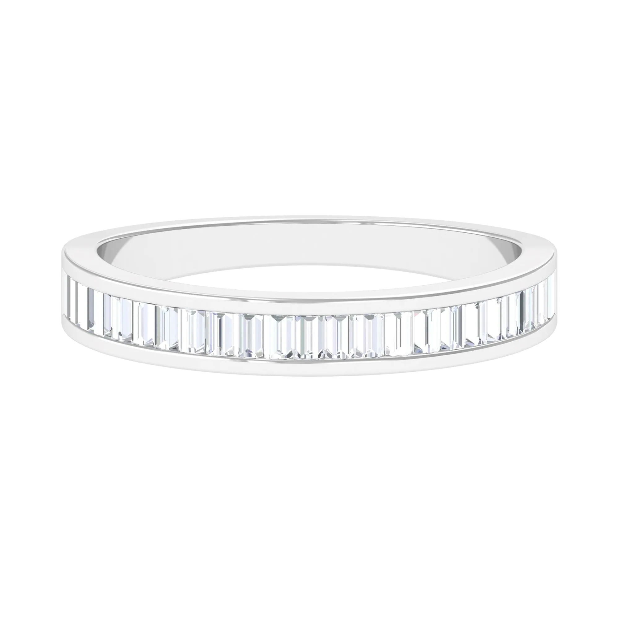 Channel Set Certified Moissanite Half Eternity Band Ring