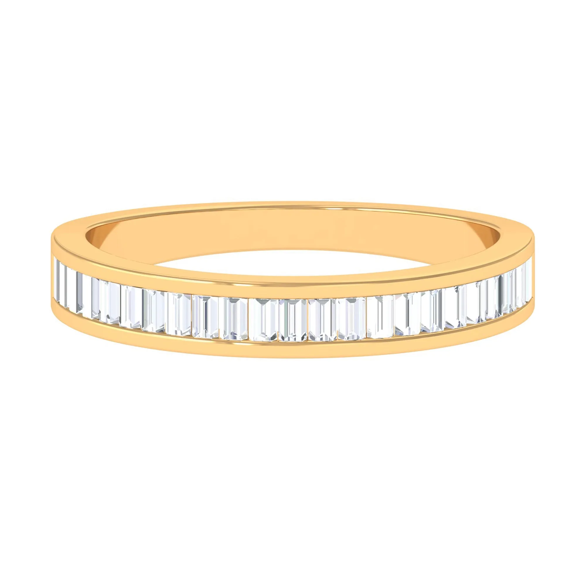 Channel Set Certified Moissanite Half Eternity Band Ring