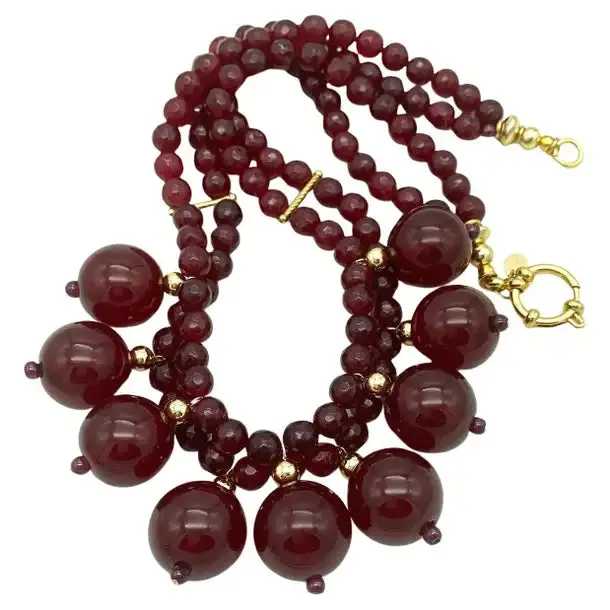 Cherry Bakelite and Gold Filled Necklace