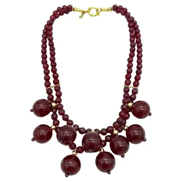 Cherry Bakelite and Gold Filled Necklace