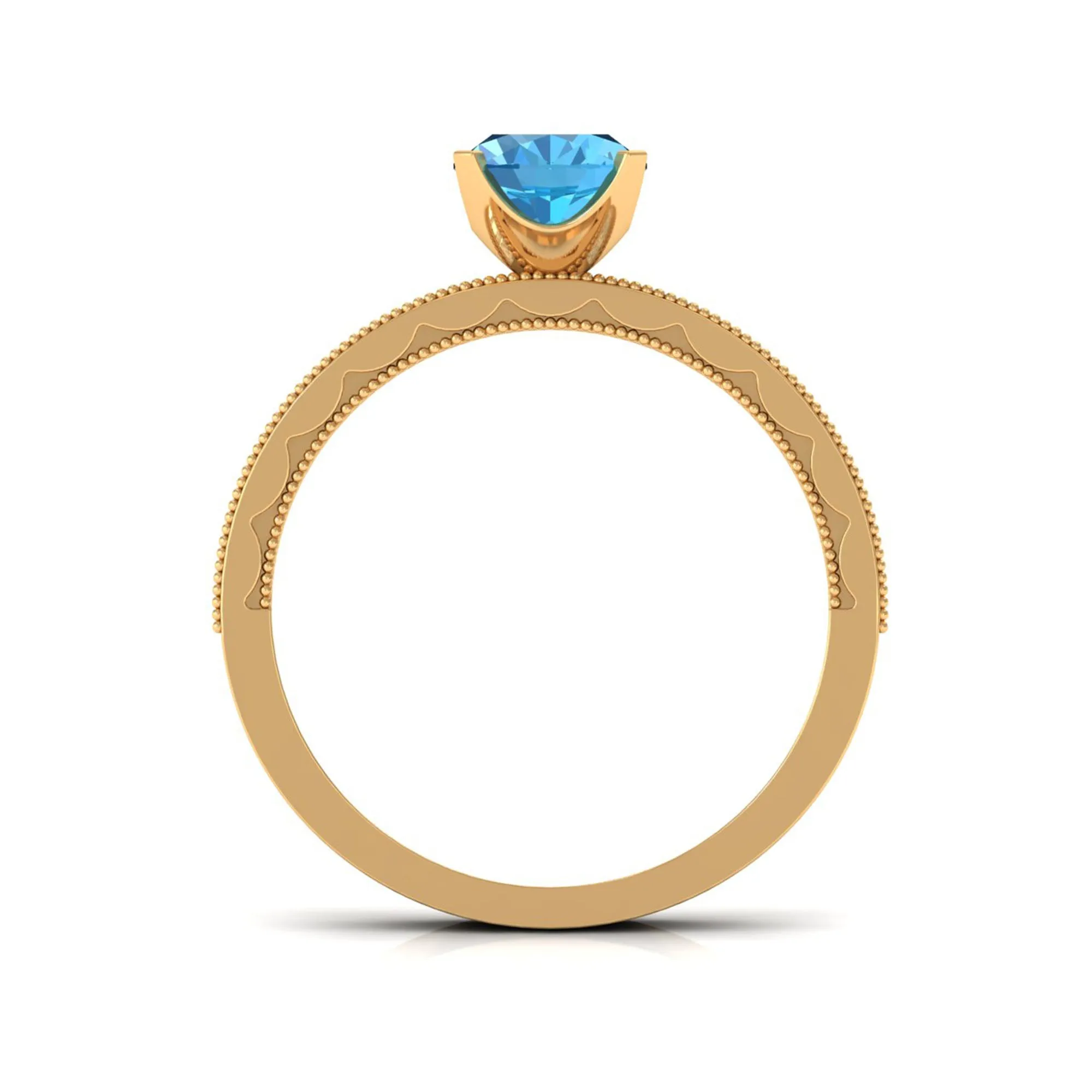 Classic Solitaire Ring with 1.75 CT Swiss Blue Topaz and Moissanite