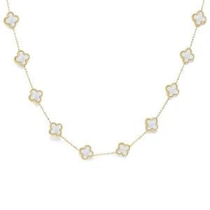 Clover Choker Necklace - (Gold & Faux Pearl)