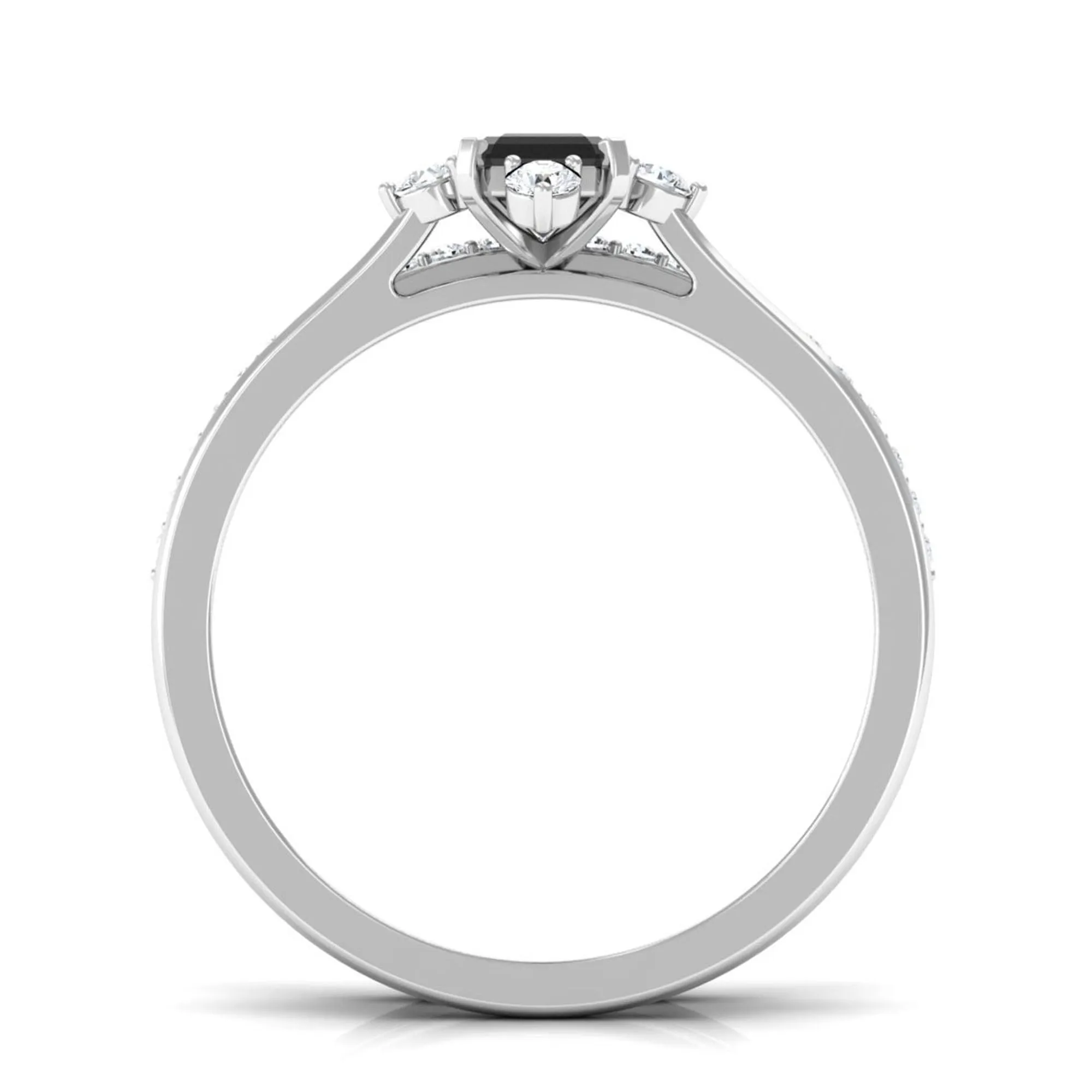 Created Black Diamond Solitaire Engagement Ring Set with Diamond