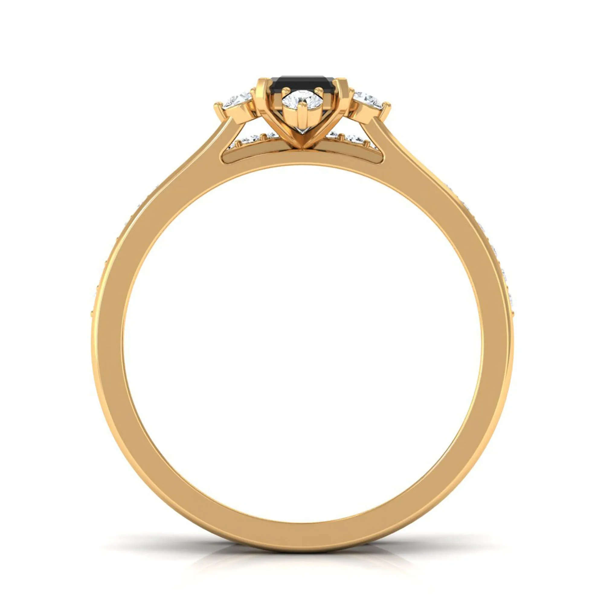 Created Black Diamond Solitaire Engagement Ring Set with Diamond