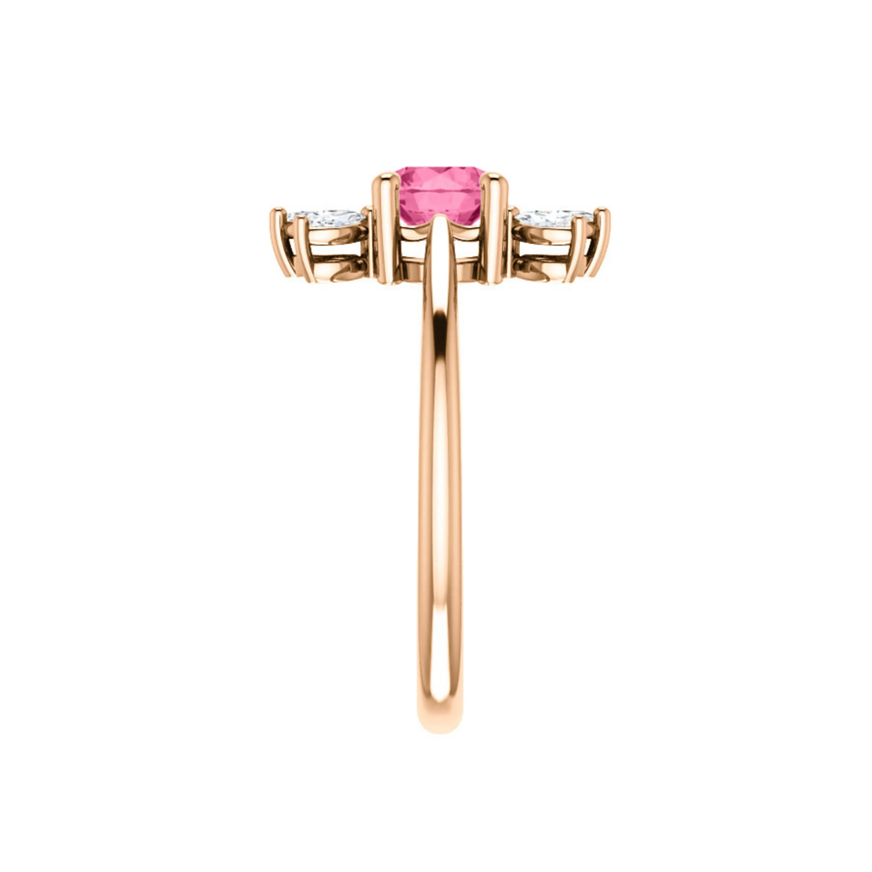 Custom 14k Gold Gemstone and Marquise Diamond Halo Ring