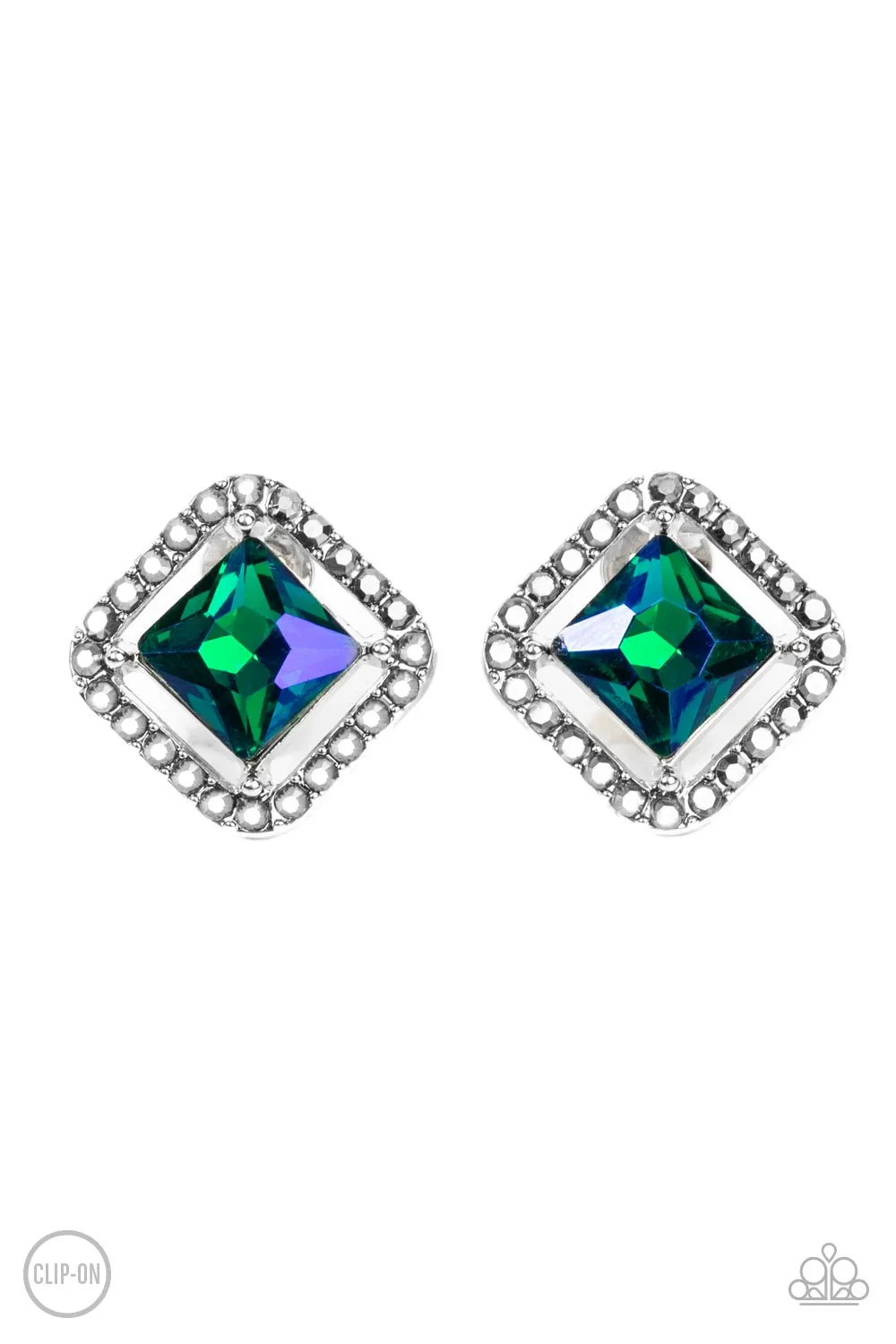 Earrings Cosmic Catwalk - Green Clip On