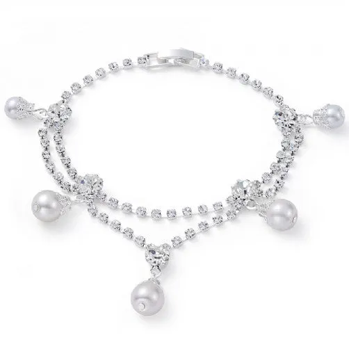 Elegant Vintage Pearl Silver Bracelet