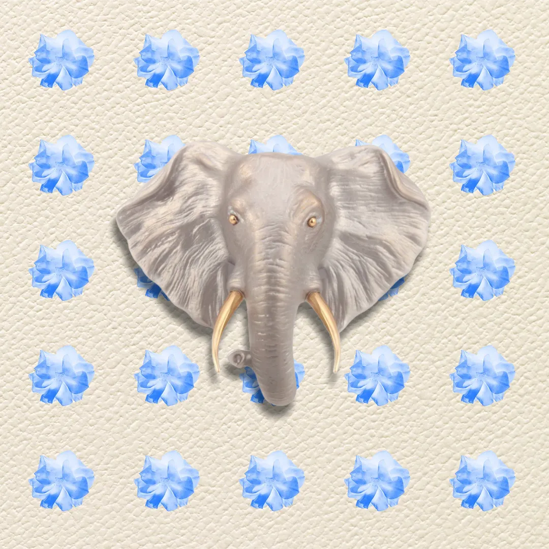 Elephant head brooch by Bill Skinner