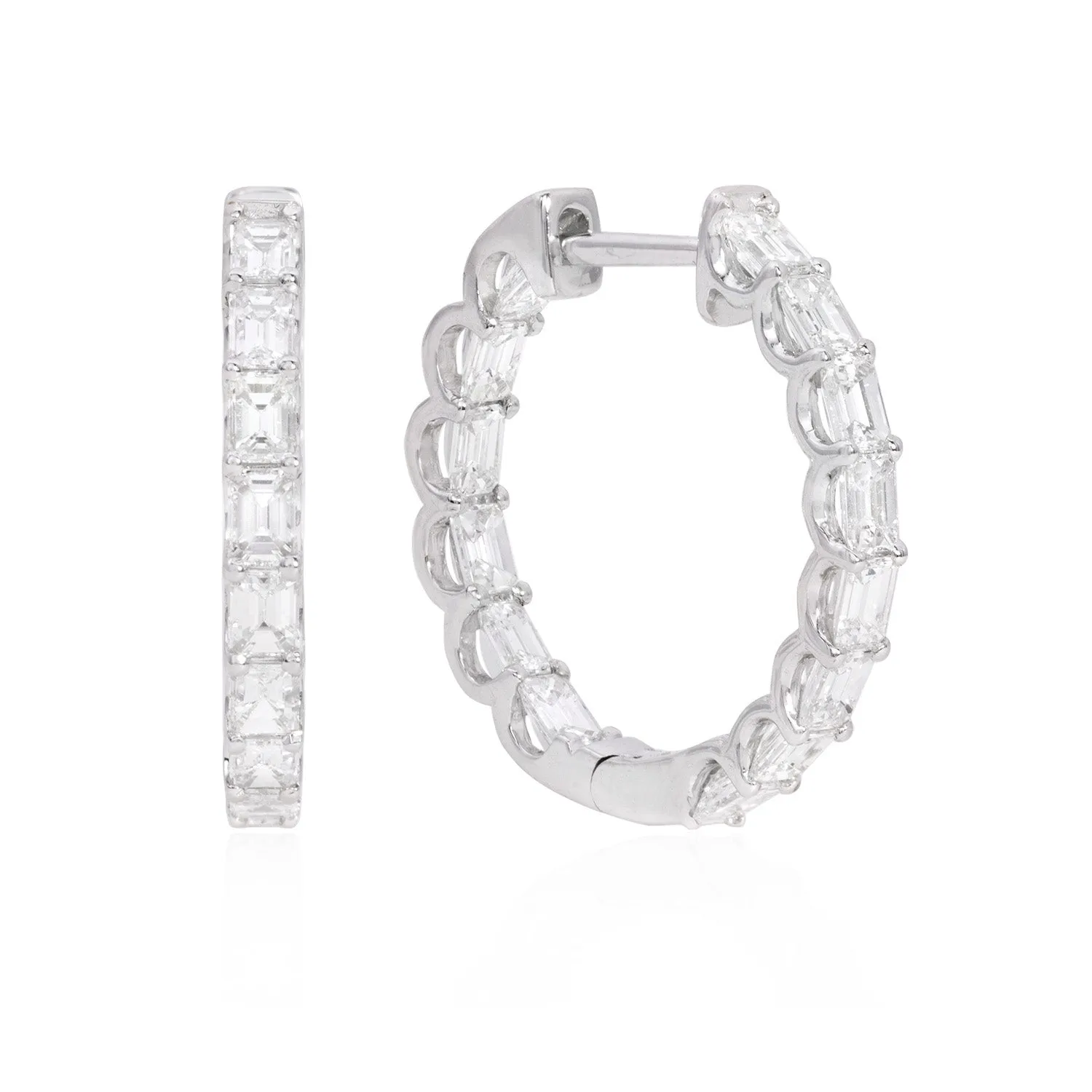 Emerald cut hoop earrings (SKU E089)