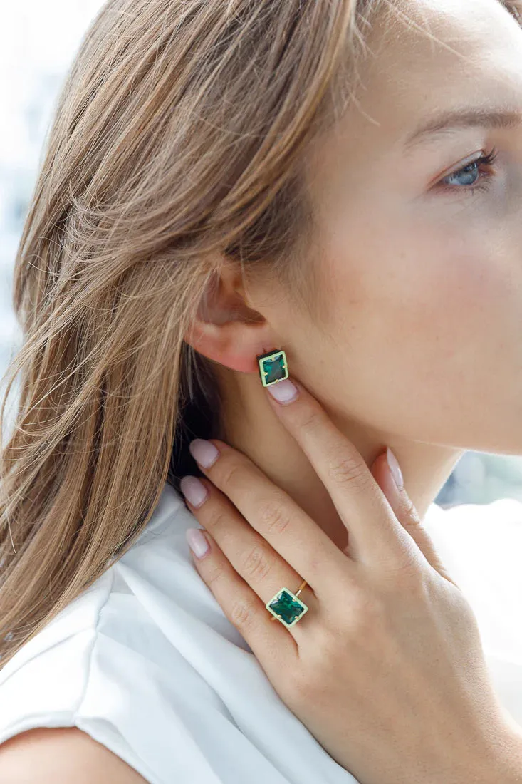 Emerald Enamel Earrings