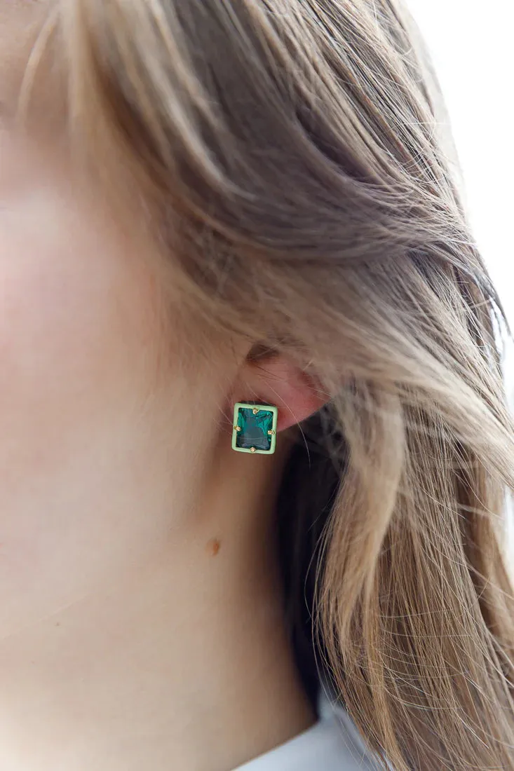 Emerald Enamel Earrings